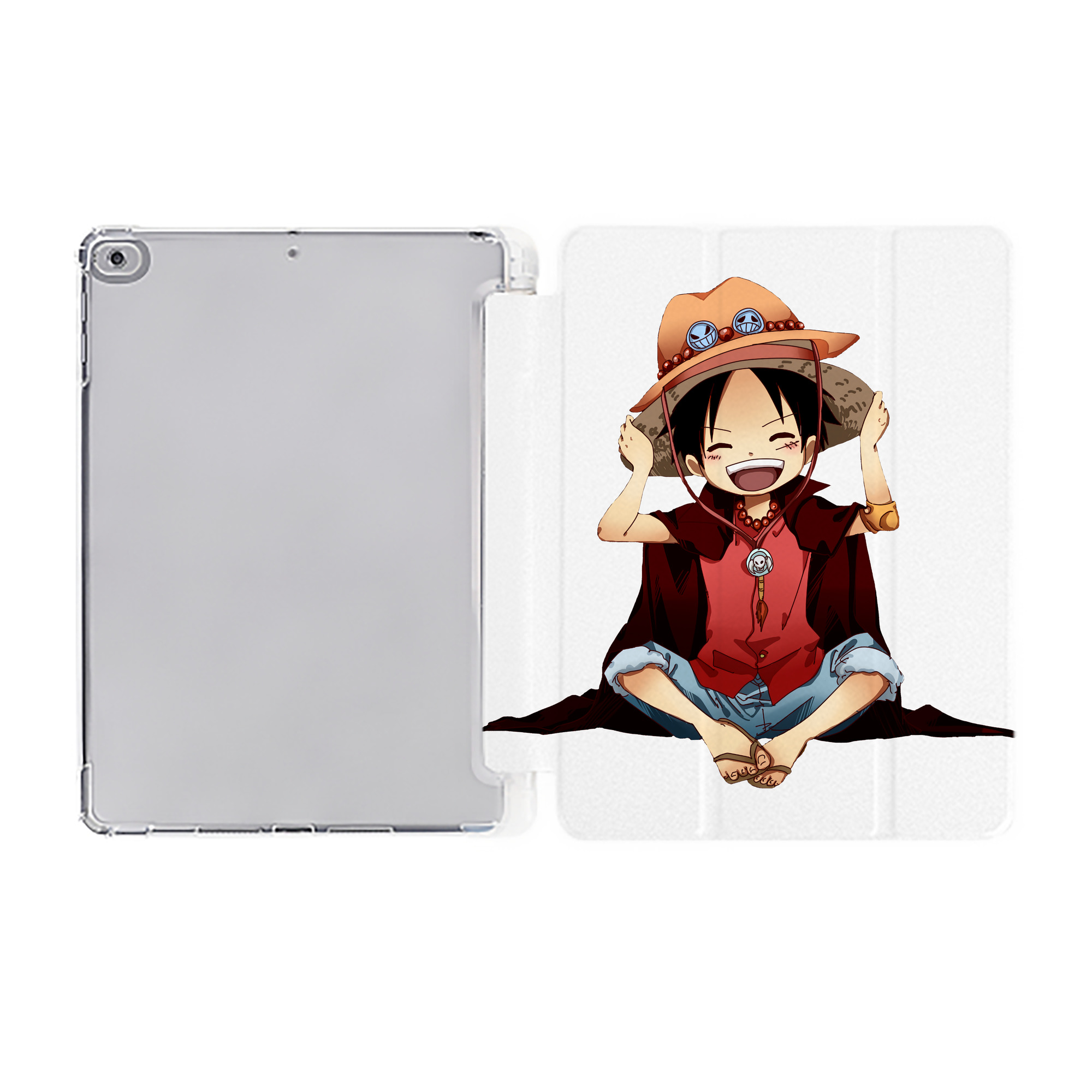 （画像用） ワンピース モンキー・D・ルフィ ONE PIECE Monkey D. Luffy IPad ケース ペン収納付き 三つ折りスタンド PUレザー×シリコン 対応機種9.5/10.5/10.9インチ